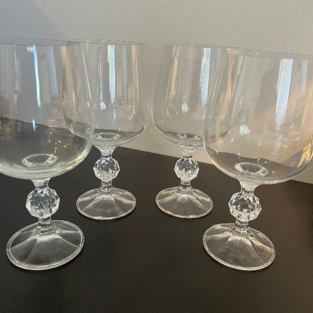 Set of 4 Vintage Czech Bohemia Claudia Lead Crystal Wine Glasses